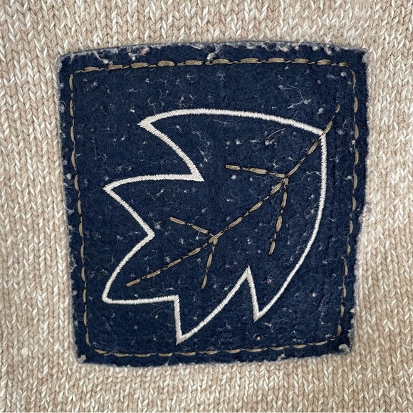 Stitches in Time Vintage Sweater Fall Leaf Navy Patches Tan Artsy Tunic Women 3X - Picture 10 of 10